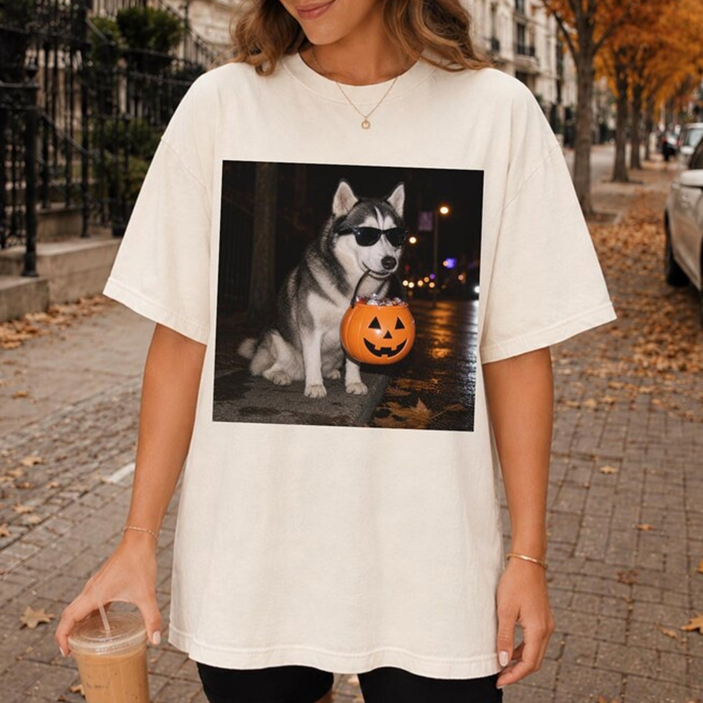 Husky Halloween Shirt Spooky Dog Tee Trick Or Treat Pumpkin Tshirt