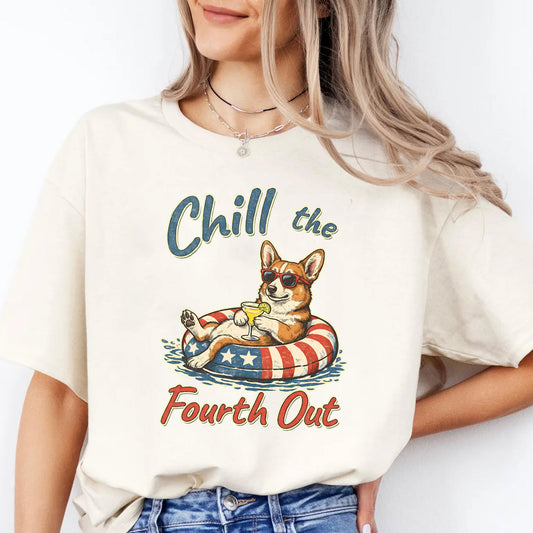 Corgi Fourth Shirt Vintage Patriotic Dog Gift Tee