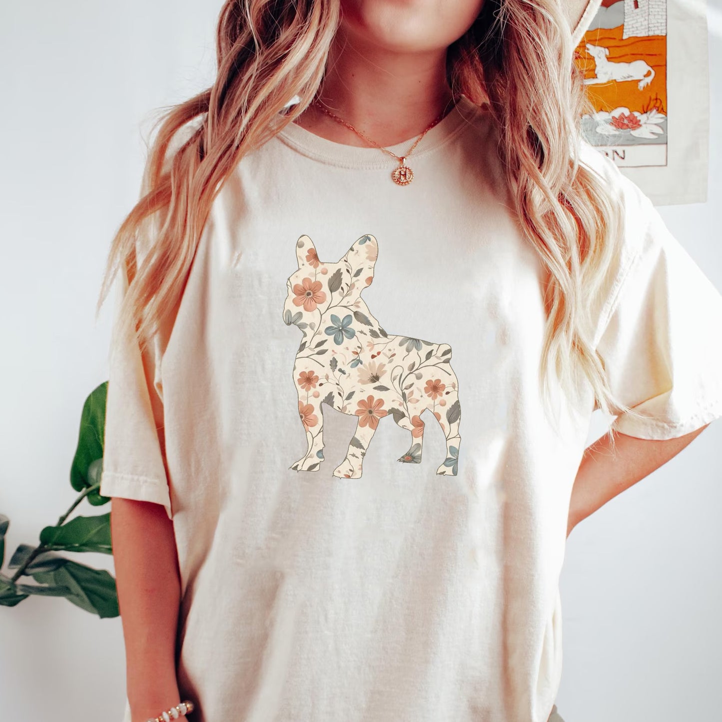 Floral French Bulldog Shirt, Frenchie Dog Mom Wildflower Crewneck