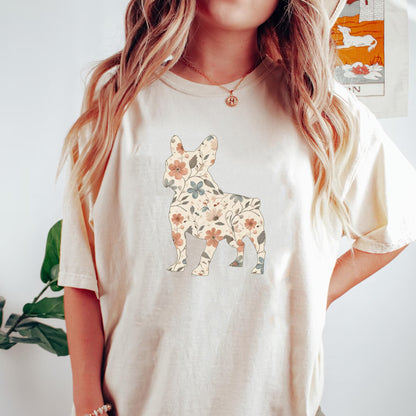Floral French Bulldog Shirt, Frenchie Dog Mom Wildflower Crewneck