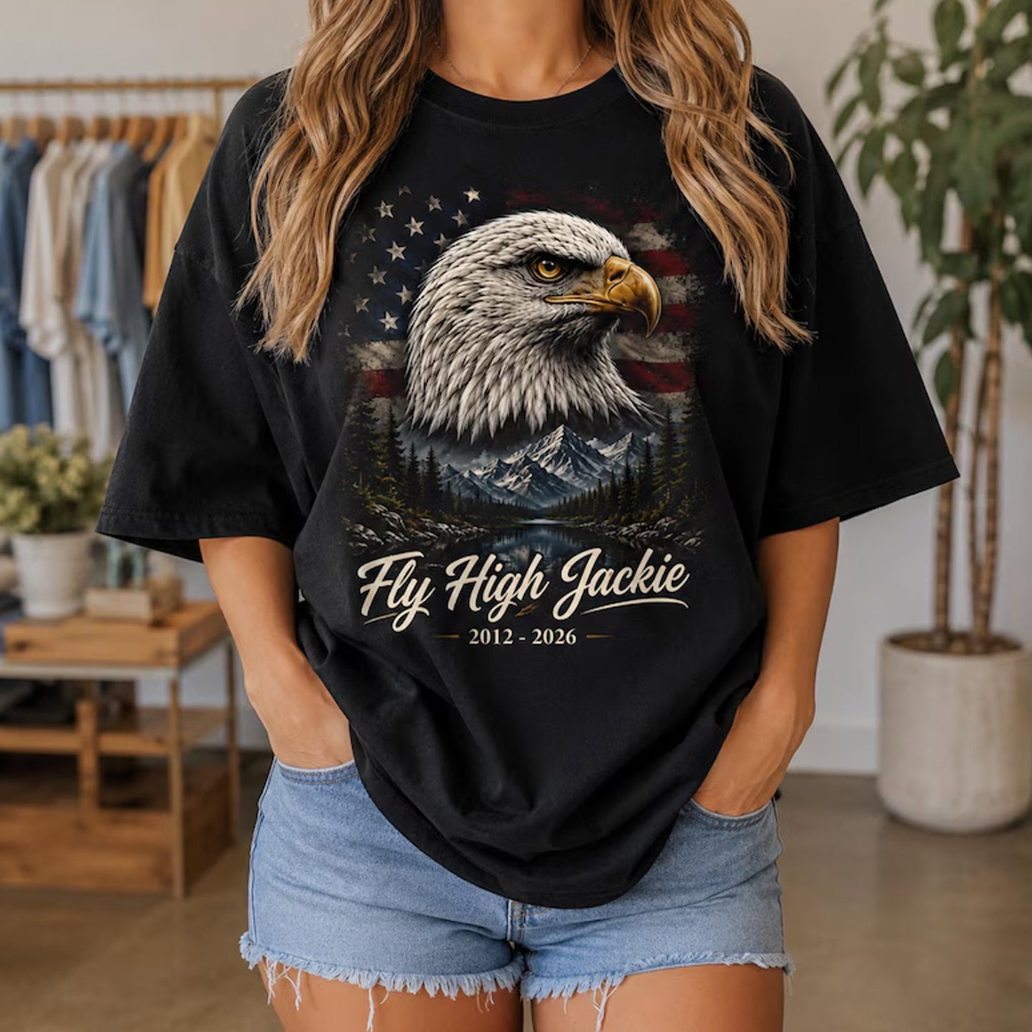 Fly High Jackie Eagle Tribute Shirt, Big Bear Bald Eagle Tee