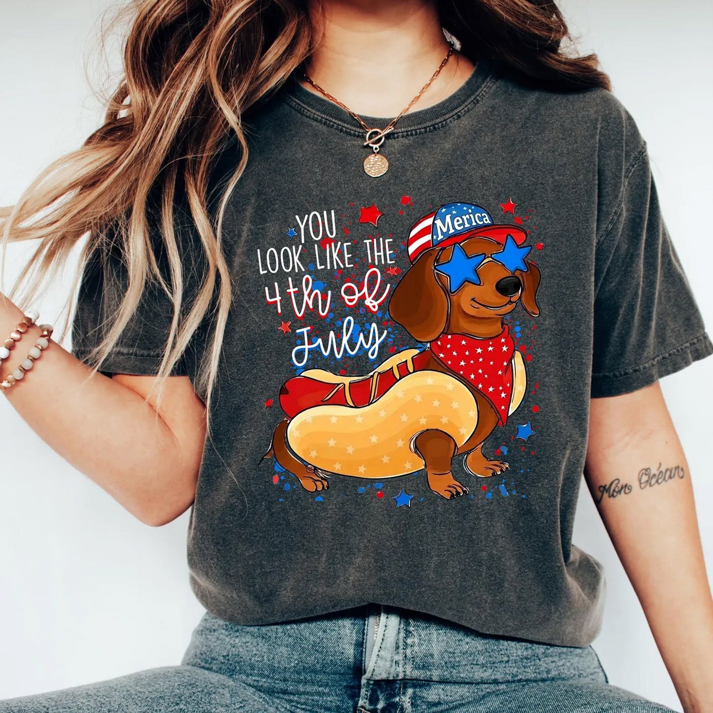4th of July Hot Dog Shirt, Funny Wiener Dog Tee Gift