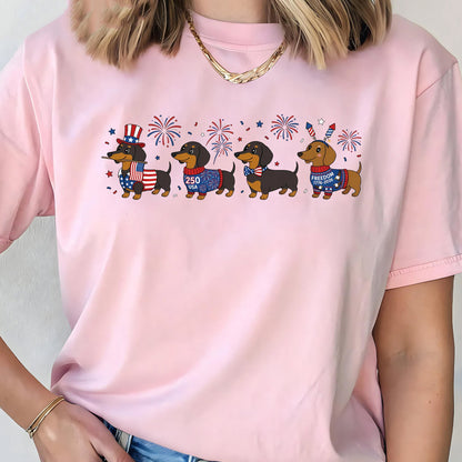 Patriotic Dachshund T-Shirt, USA Independence Day Doxie Apparel
