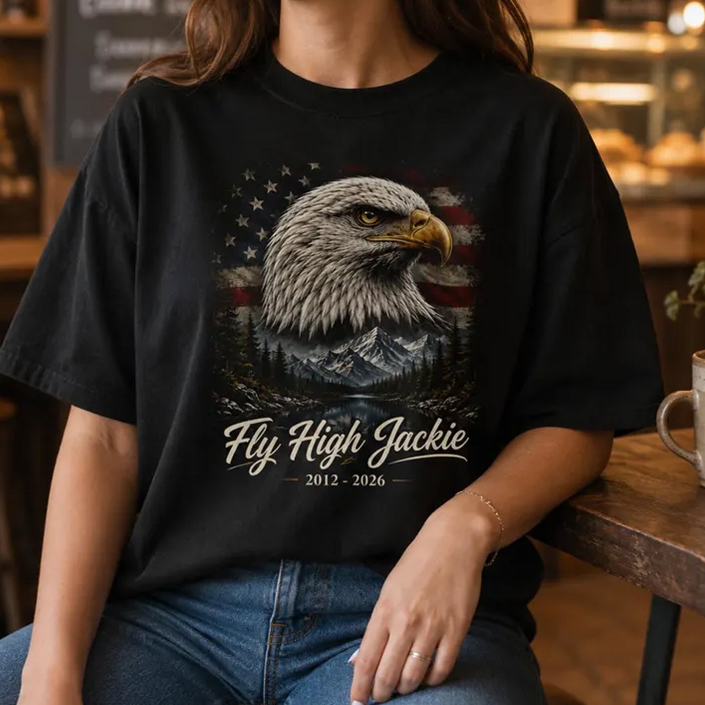 Fly High Jackie Eagle Tribute Shirt, Big Bear Bald Eagle Tee