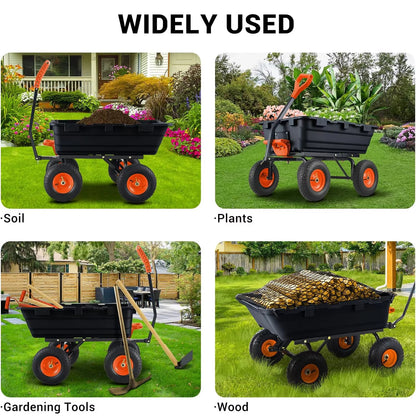 Manto™ 900 lb Poly Garden Dump Cart with Wheels