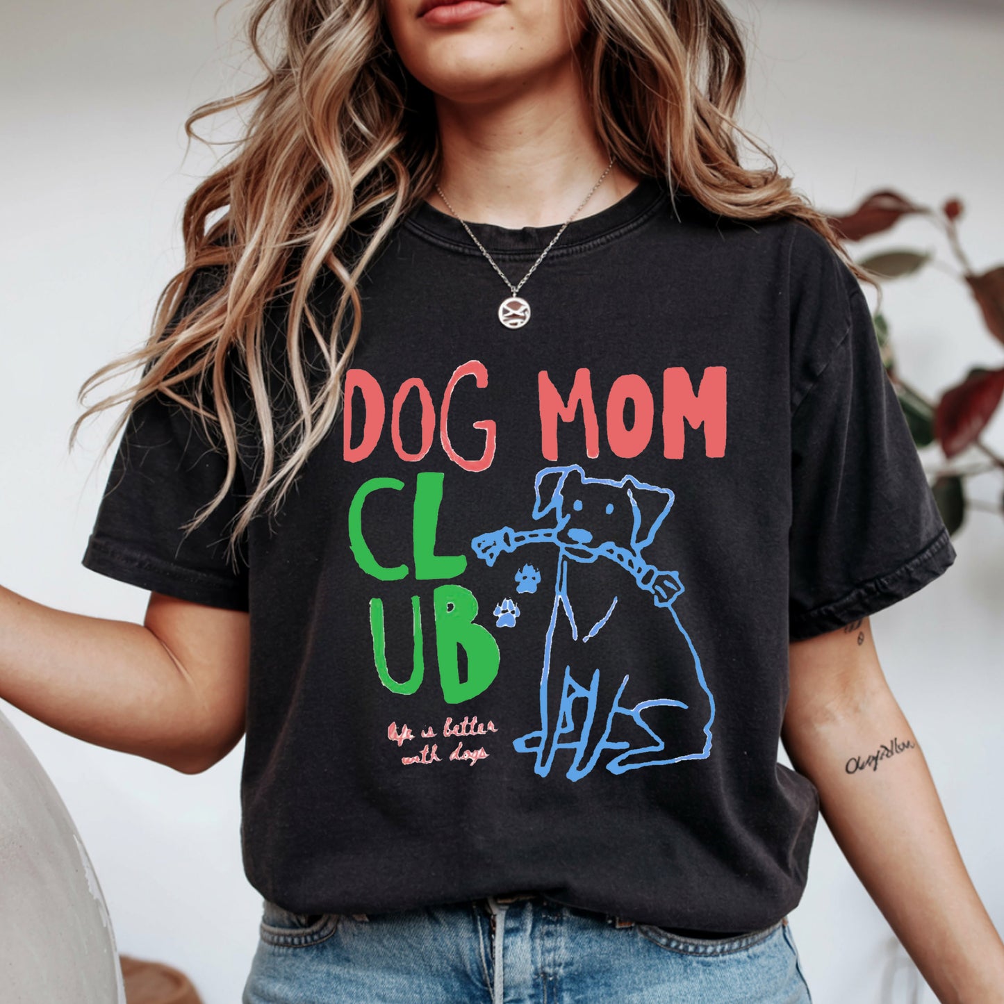 Dog Mom Shirt, Dog Mama Club Neck Sweatshirt