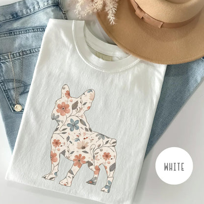Floral French Bulldog Shirt, Frenchie Dog Mom Wildflower Crewneck