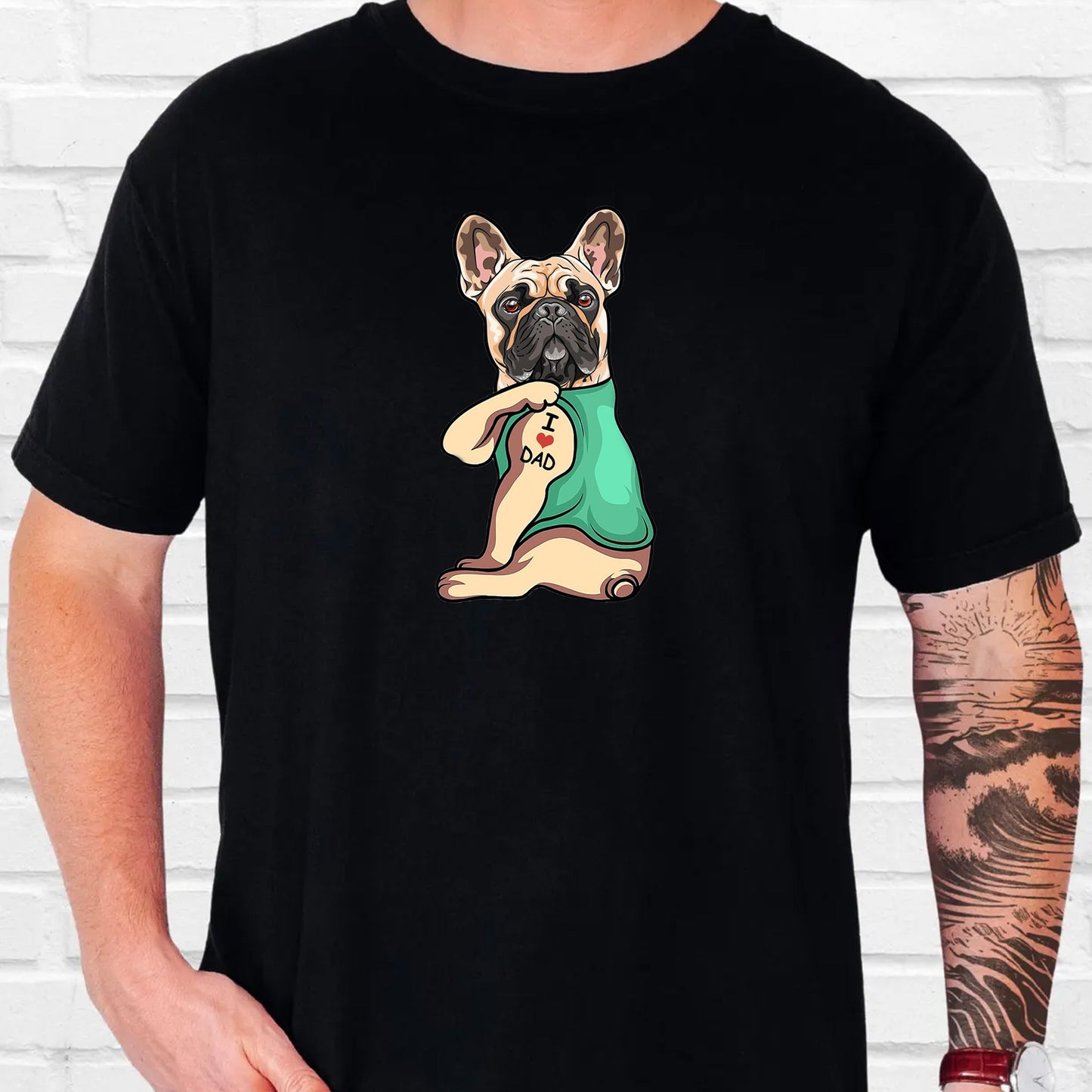 French Bulldog Shirt, I Love Dad, Frenchie Dad Gift
