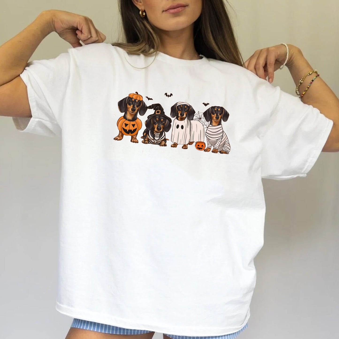 Halloween Dachshund Shirt, Сute Ghost Dog T-shirt