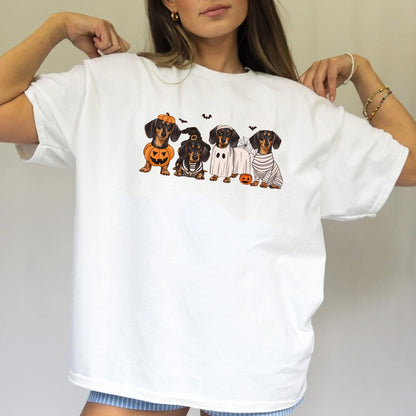 Halloween Dachshund Shirt, Сute Ghost Dog T-shirt