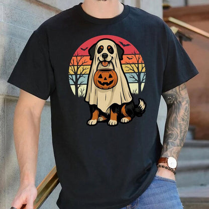 Retro Bernese Mountain Dog Halloween Shirt: Spooky Berner Ghost