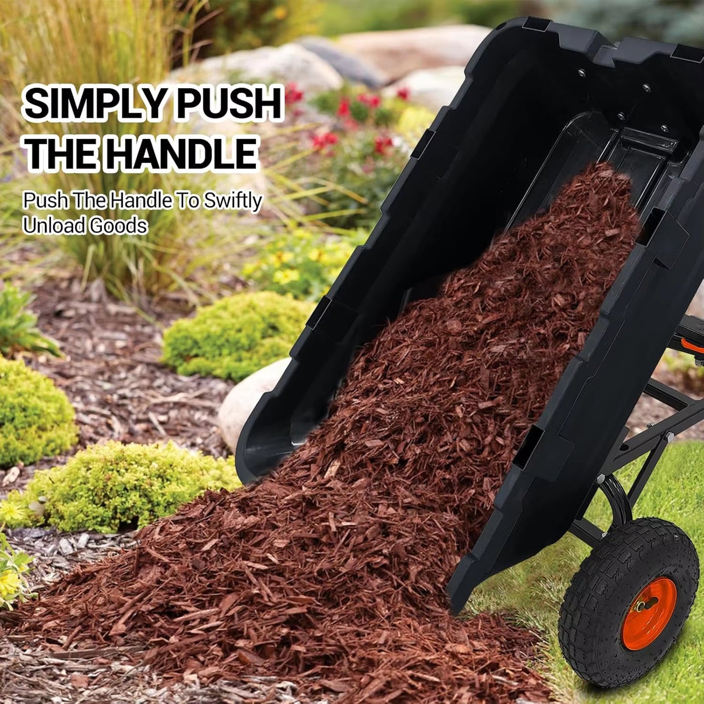 Manto™ 900 lb Poly Garden Dump Cart with Wheels