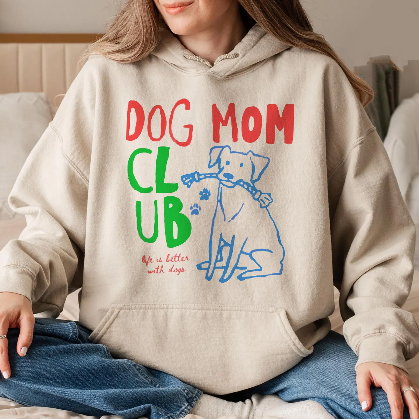 Dog Mom Shirt, Dog Mama Club Neck Sweatshirt