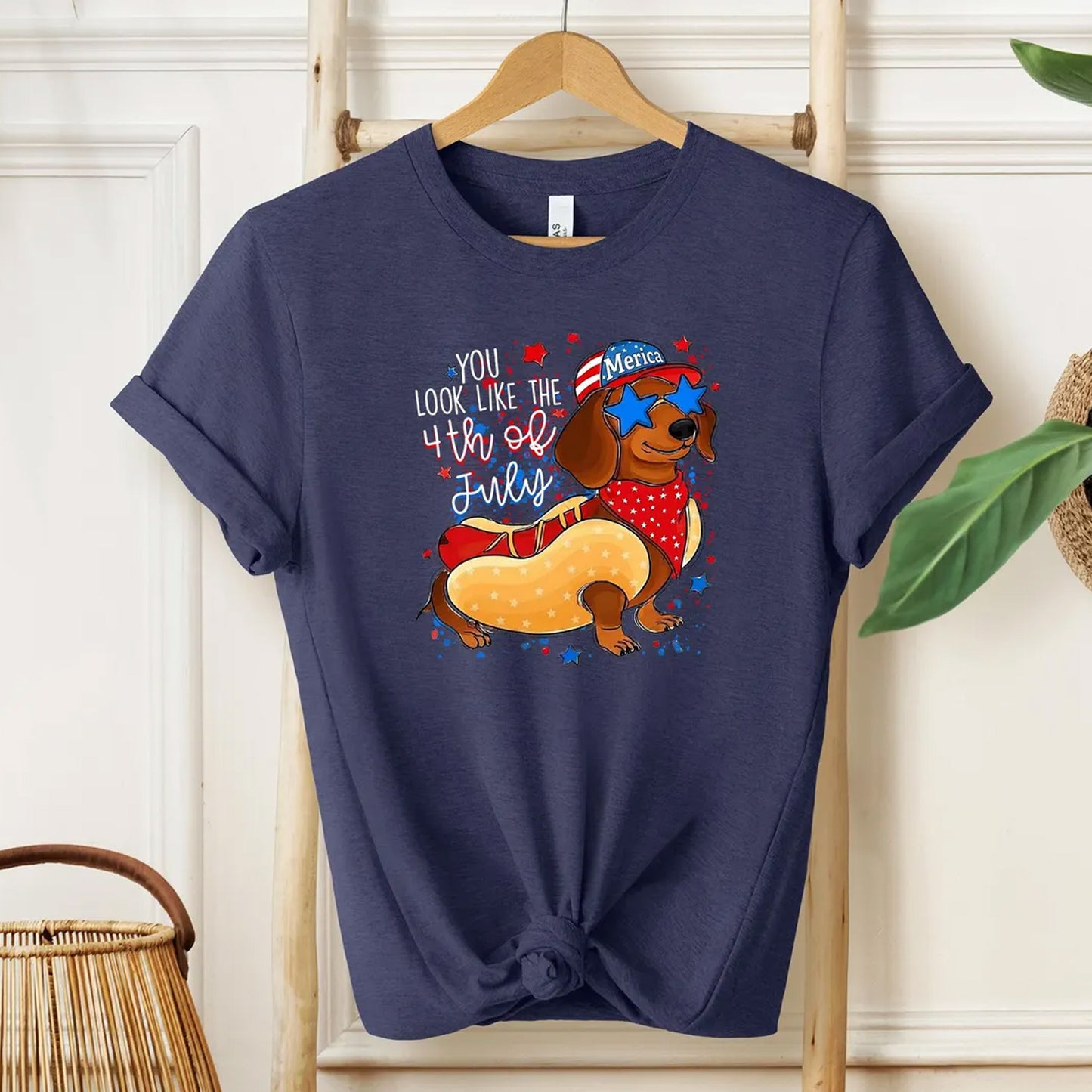 4th of July Hot Dog Shirt, Funny Wiener Dog Tee Gift