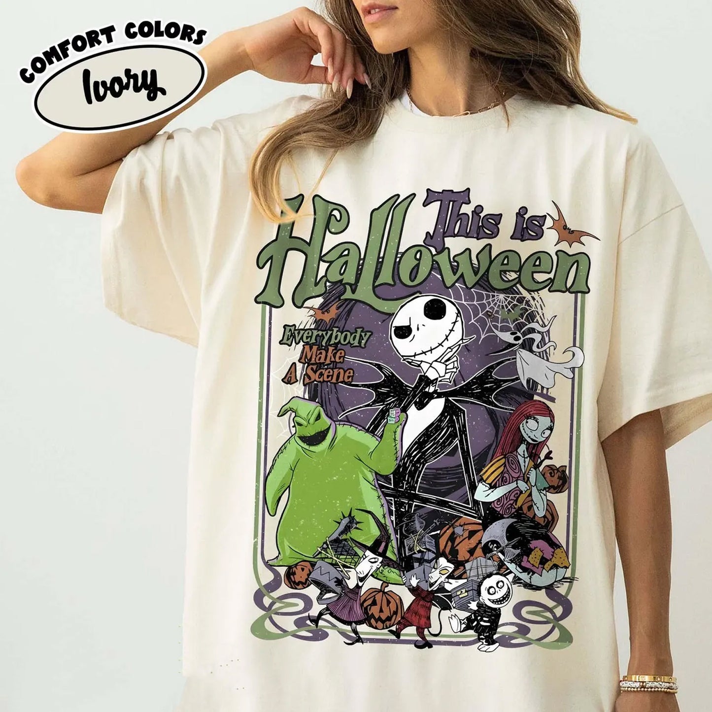 Comfort Colors The Nightmare Before Christmas Shirt, Jack Skellington Sally Oogie Boogie Tee