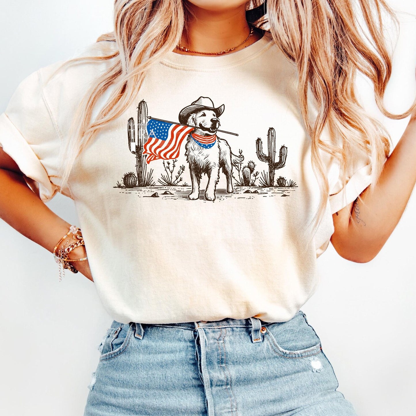 Golden Retriever 4th Of July Shirt, Western 4th of July Shirt