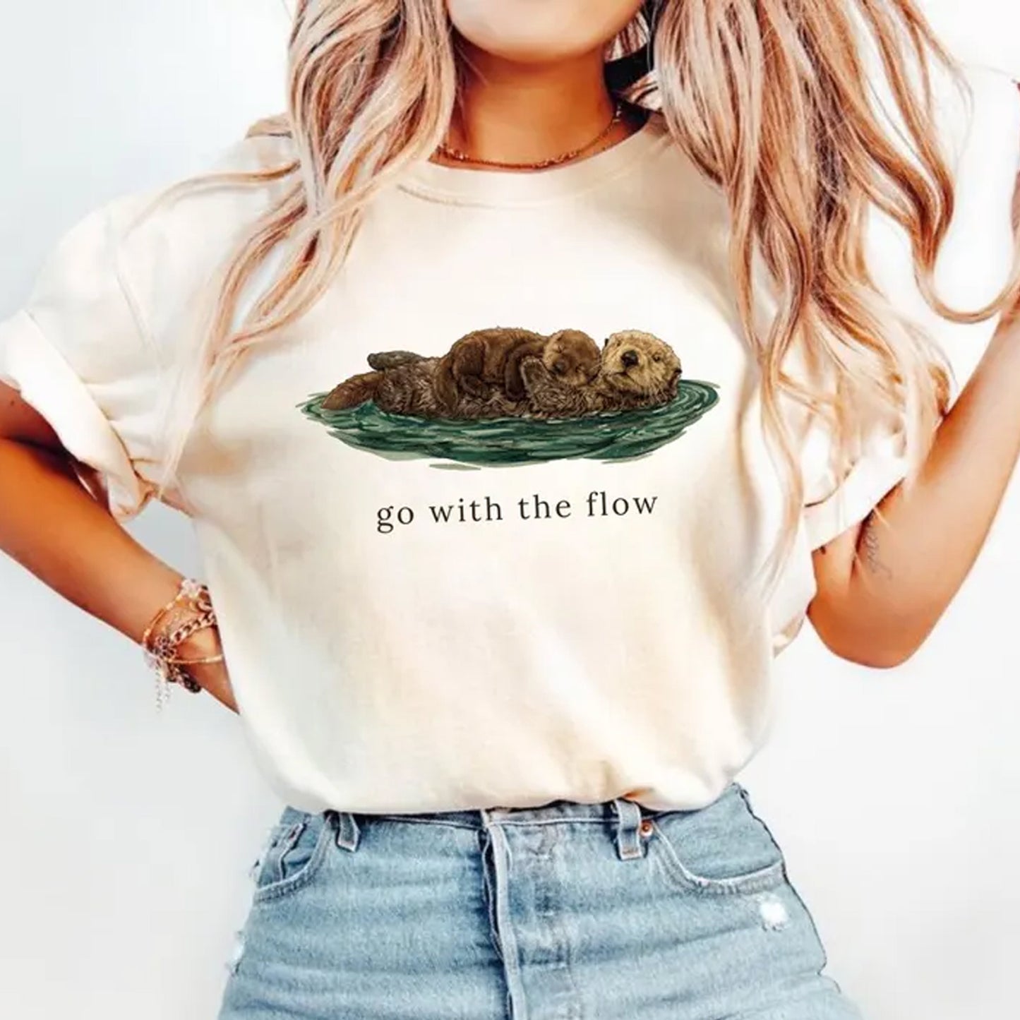 Go With The Flow Shirt, Cute Otter Comfort Colors® Tee, Sea Otter Lover Gift