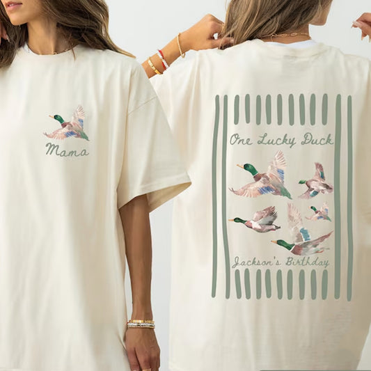 One Lucky Duck First Birthday Shirts, Mallard Duck Tees