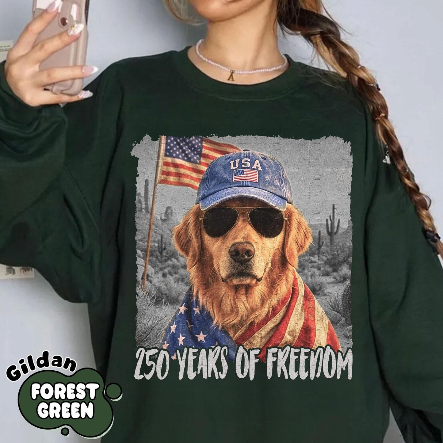 USA 250th Anniversary Shirt,4th Of July Golden Retriever Shirt