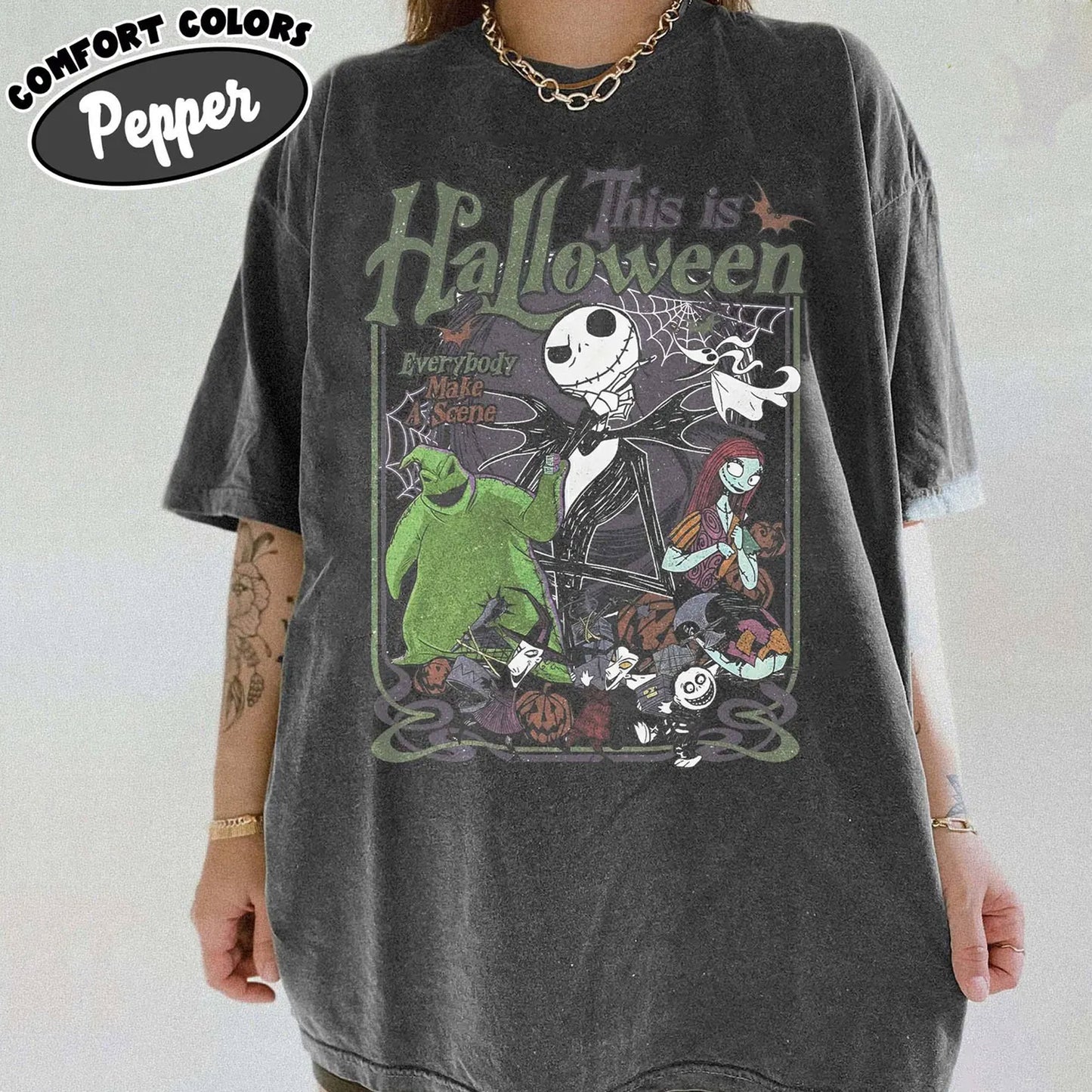 Comfort Colors The Nightmare Before Christmas Shirt, Jack Skellington Sally Oogie Boogie Tee