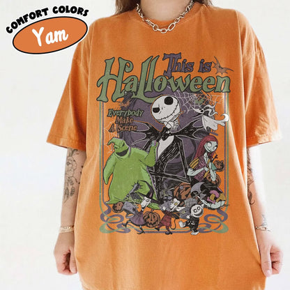 Comfort Colors The Nightmare Before Christmas Shirt, Jack Skellington Sally Oogie Boogie Tee