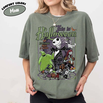 Comfort Colors The Nightmare Before Christmas Shirt, Jack Skellington Sally Oogie Boogie Tee