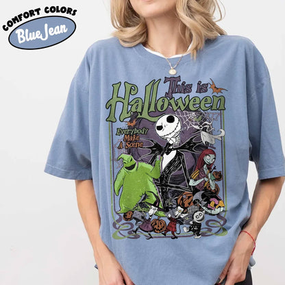 Comfort Colors The Nightmare Before Christmas Shirt, Jack Skellington Sally Oogie Boogie Tee