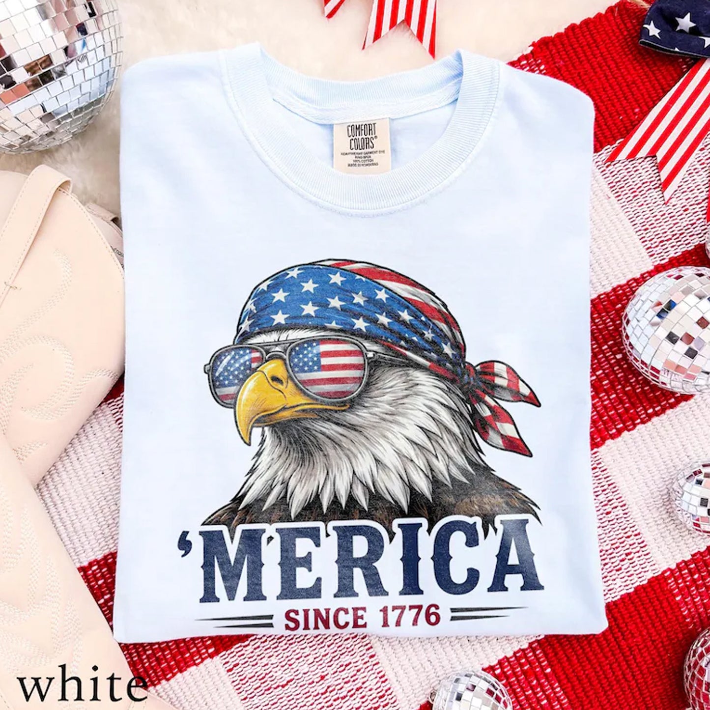 Merica Eagle Shirt, Patriotic Eagle Tee, American Flag Bandana Tee