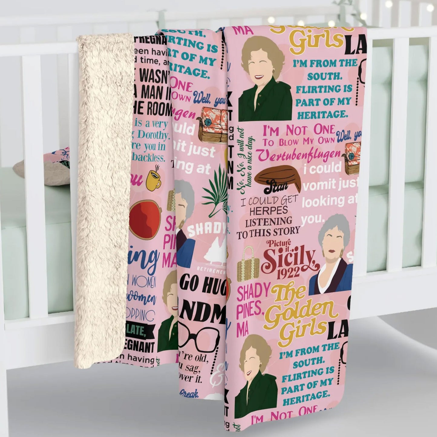 Golden Girls Show Inspired Sherpa Fleece Blanket