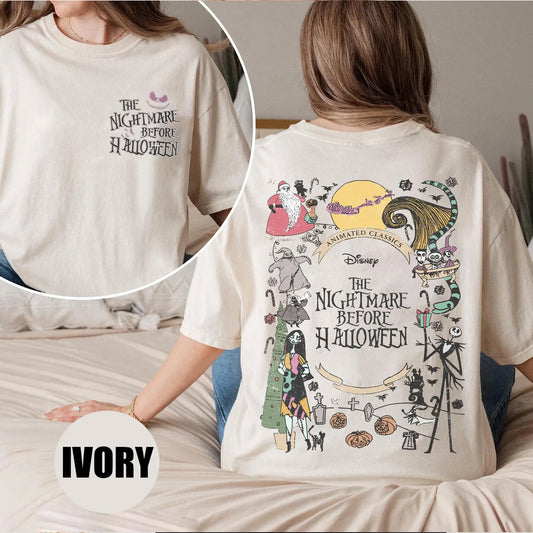 2 Sides Nightmare Before Halloween Comfort Tee, Jack Skellington Sally Shirt