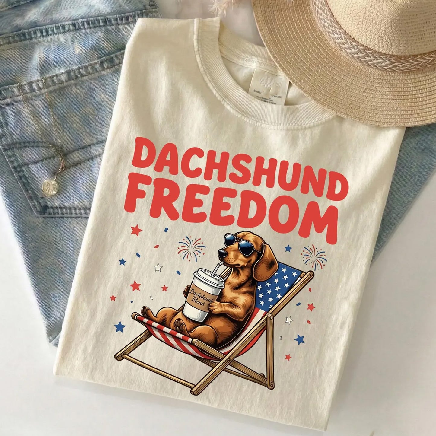 Dachshund Freedom Shirt 4th of July, Funny Dog Independence Day Tee