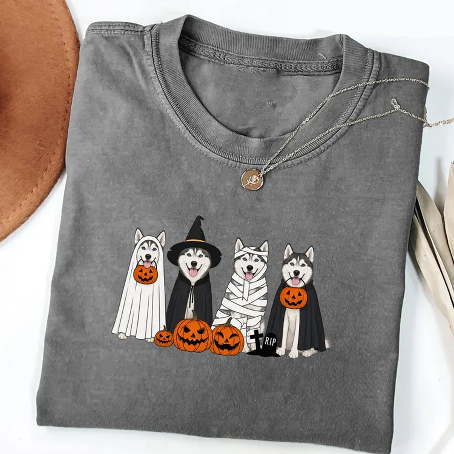 Halloween Husky Spooky Dog Shirt, Pumpkin Jack-O-Lantern