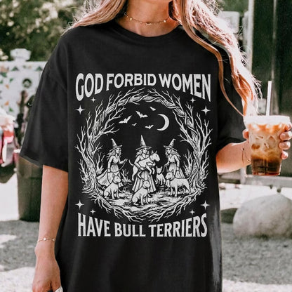 Halloween Shirt Bull Terrier Lover Feminist Witch Shirt