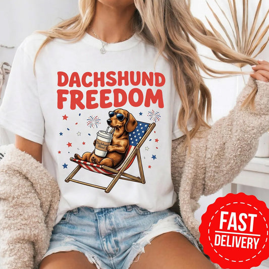 Dachshund Freedom Shirt 4th of July, Funny Dog Independence Day Tee