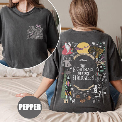 2 Sides Nightmare Before Halloween Comfort Tee, Jack Skellington Sally Shirt