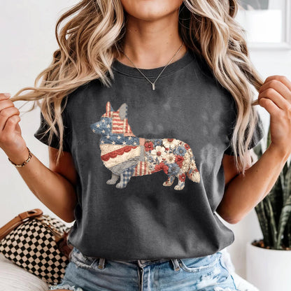 Patriotic Corgi Shirt, American Flag Dog Tee