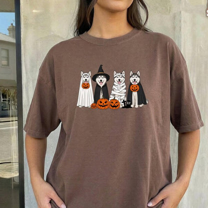 Halloween Husky Spooky Dog Shirt, Pumpkin Jack-O-Lantern
