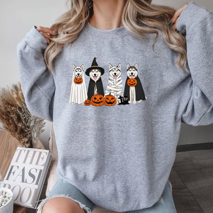 Halloween Husky Spooky Dog Shirt, Pumpkin Jack-O-Lantern