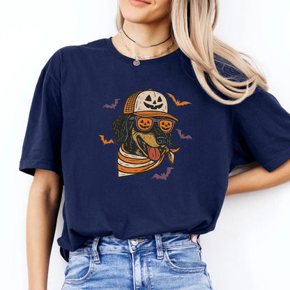 Dachshund with Pumpkin Trucker Hat and Sunglasses Shirt