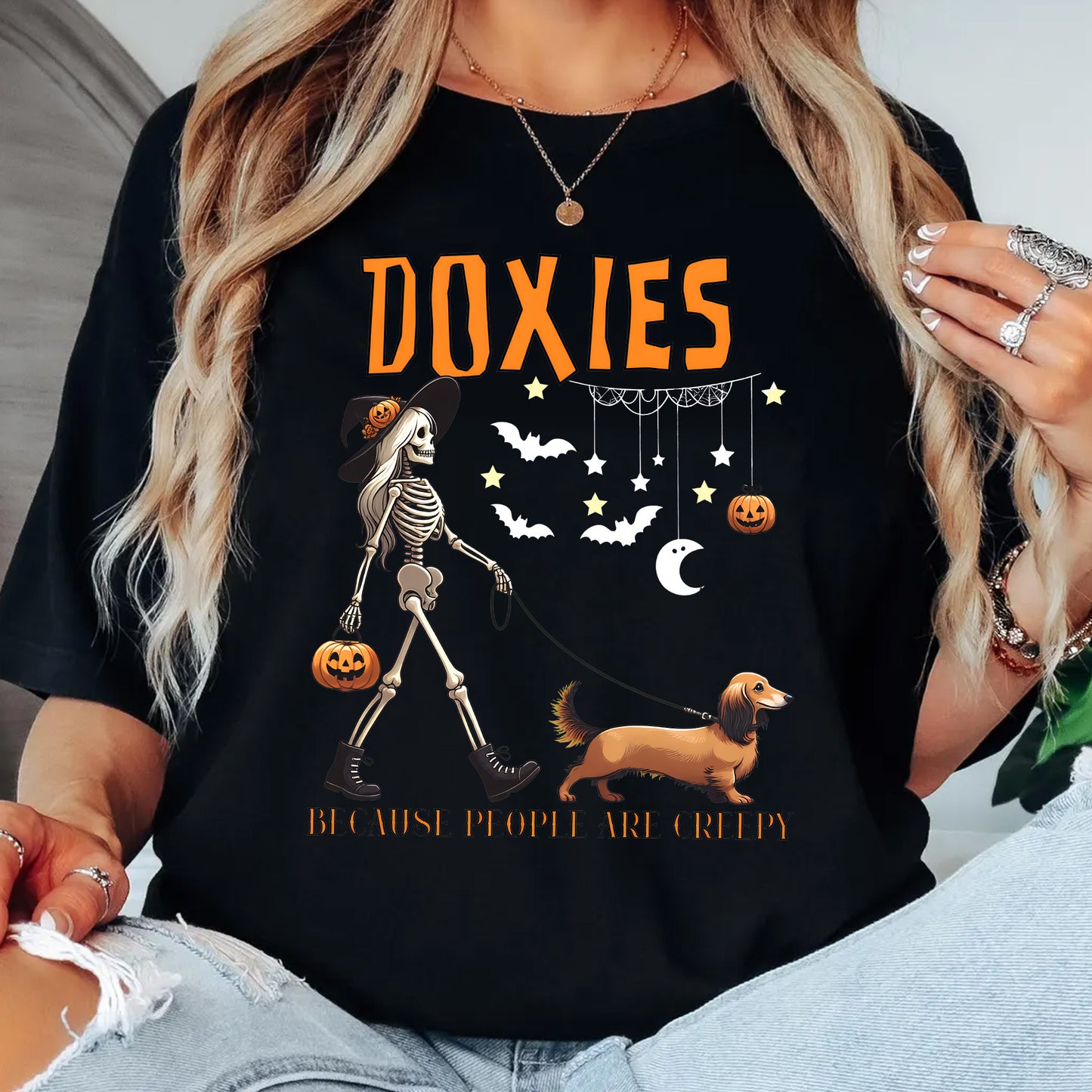 Spooky Ghost Long Hair Weiner People Are Creepy Funny Tshirt