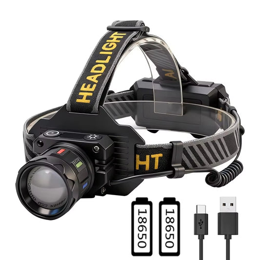 Manto™ Fishing LED Headlamp 1000LM – Motion Sensor, Zoom Beam, Rechargeable & Waterproof