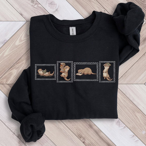 Otter Reading Shirt, Book Lover Crewneck
