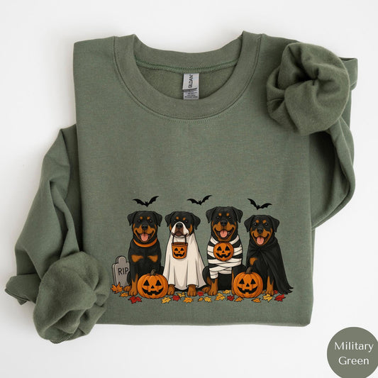 Rottweiler Halloween Shirt, Spooky Rottweiler Crewneck