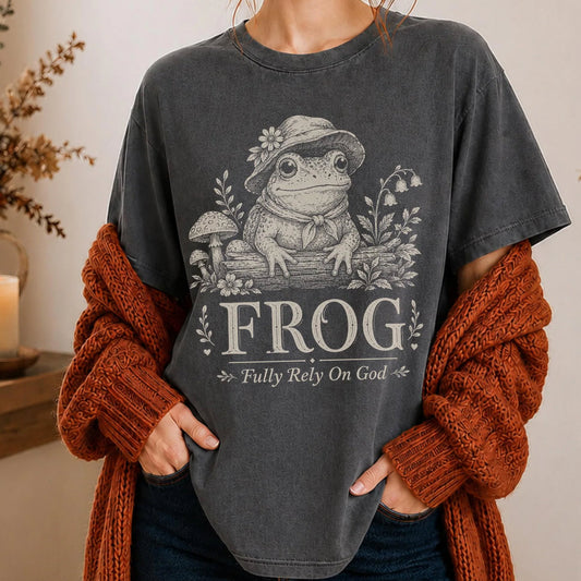Vintage Cottagecore Frog Shirt, Frog Acronym Christian T-Shirt