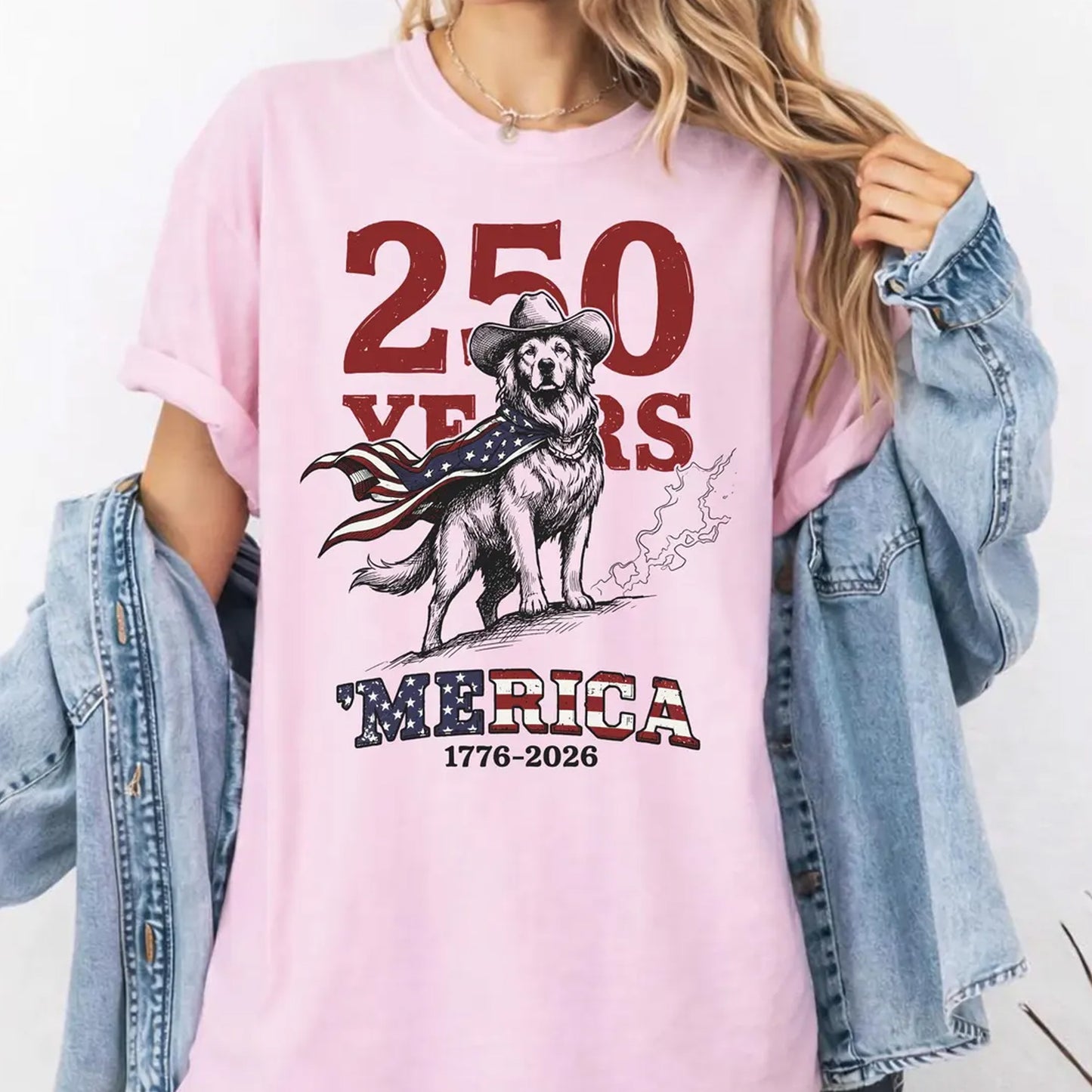 250 Years Merica Golden Retriever Shirt, Patriotic Dog Tee, USA 1776-2026 Shirt