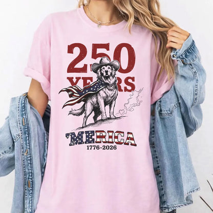 250 Years Merica Golden Retriever Shirt, Patriotic Dog Tee, USA 1776-2026 Shirt