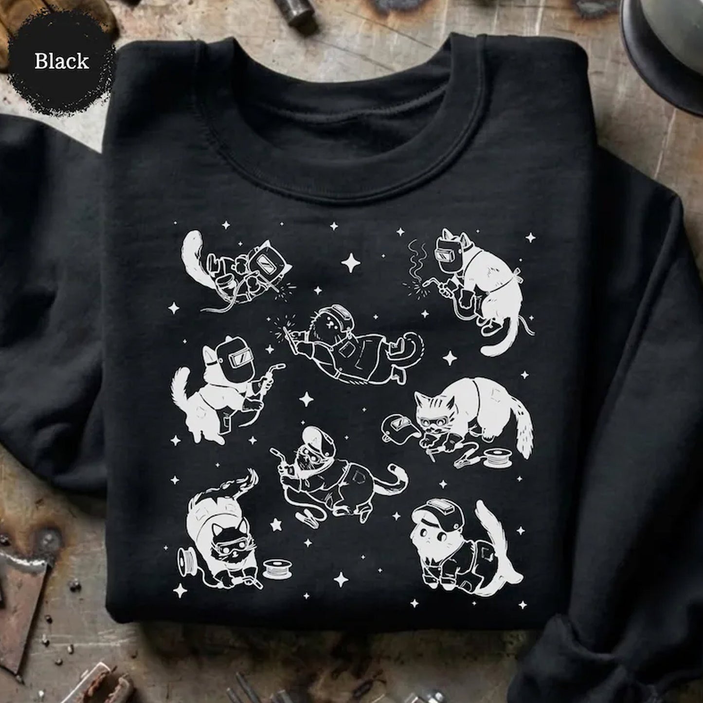 Cute Cat Welder Shirt, Funny Pipeline Welder Gift, Steel Metalworker Tee