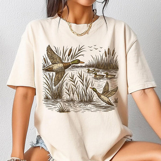 Retro Mallard Ducks Shirt, Vintage Flying Duck Crewneck