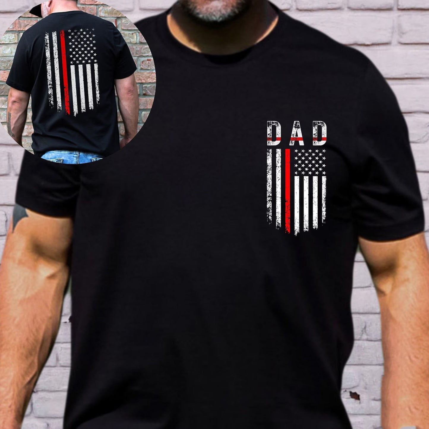Thin Red Line Dad Shirt, Firefighter Fathers Day Gift