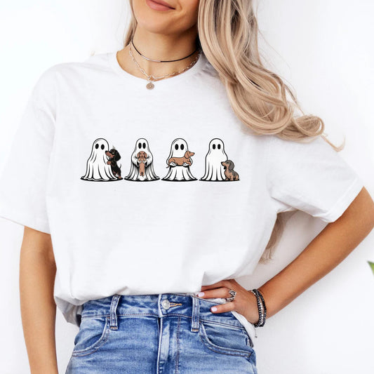Spooky Ghost Dachshund Dog Gildan Shirt
